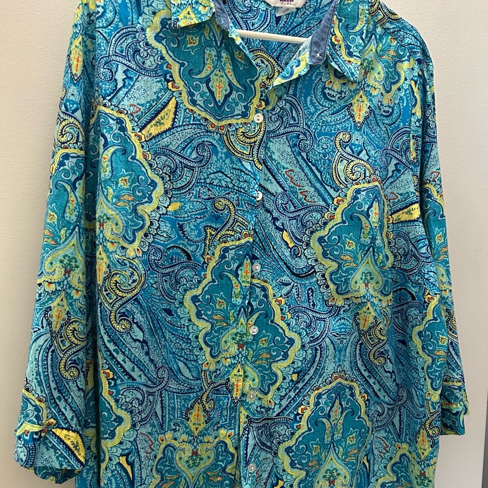 Chaps women blue Paisley Shirt